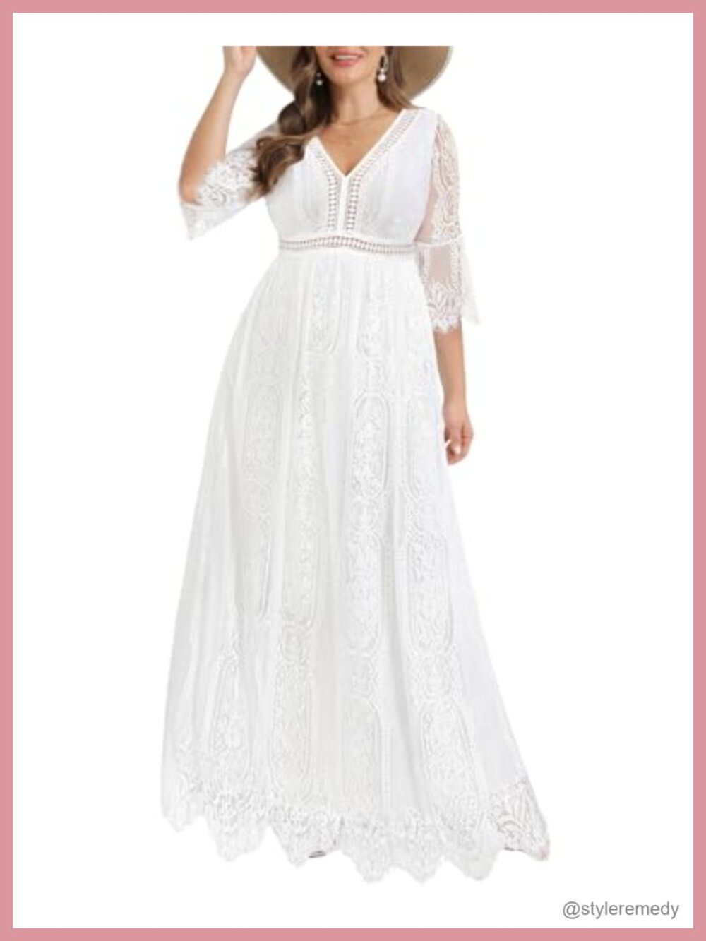 Boho Lace Plus Size Wedding Dress Maternity Formal Long Maxi